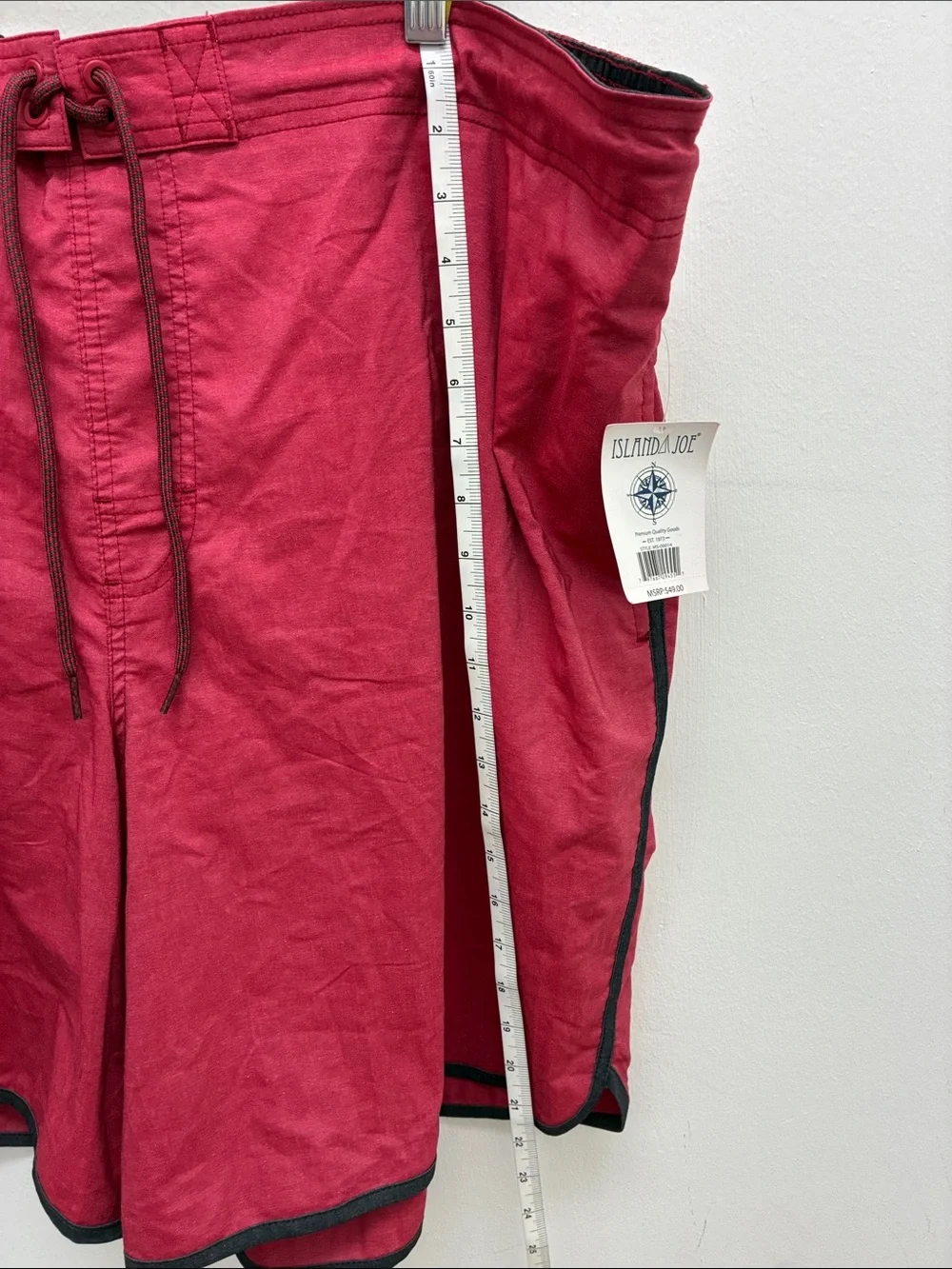 Men's Red Swim Trunks with Drawcord
